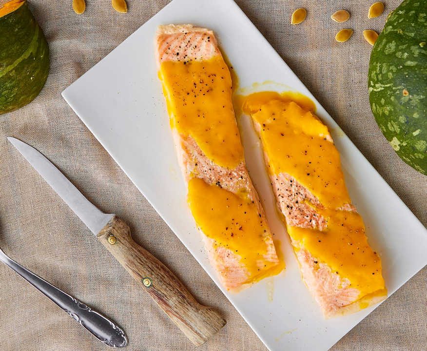 Filetti di salmone con crema di zucca Low Carb