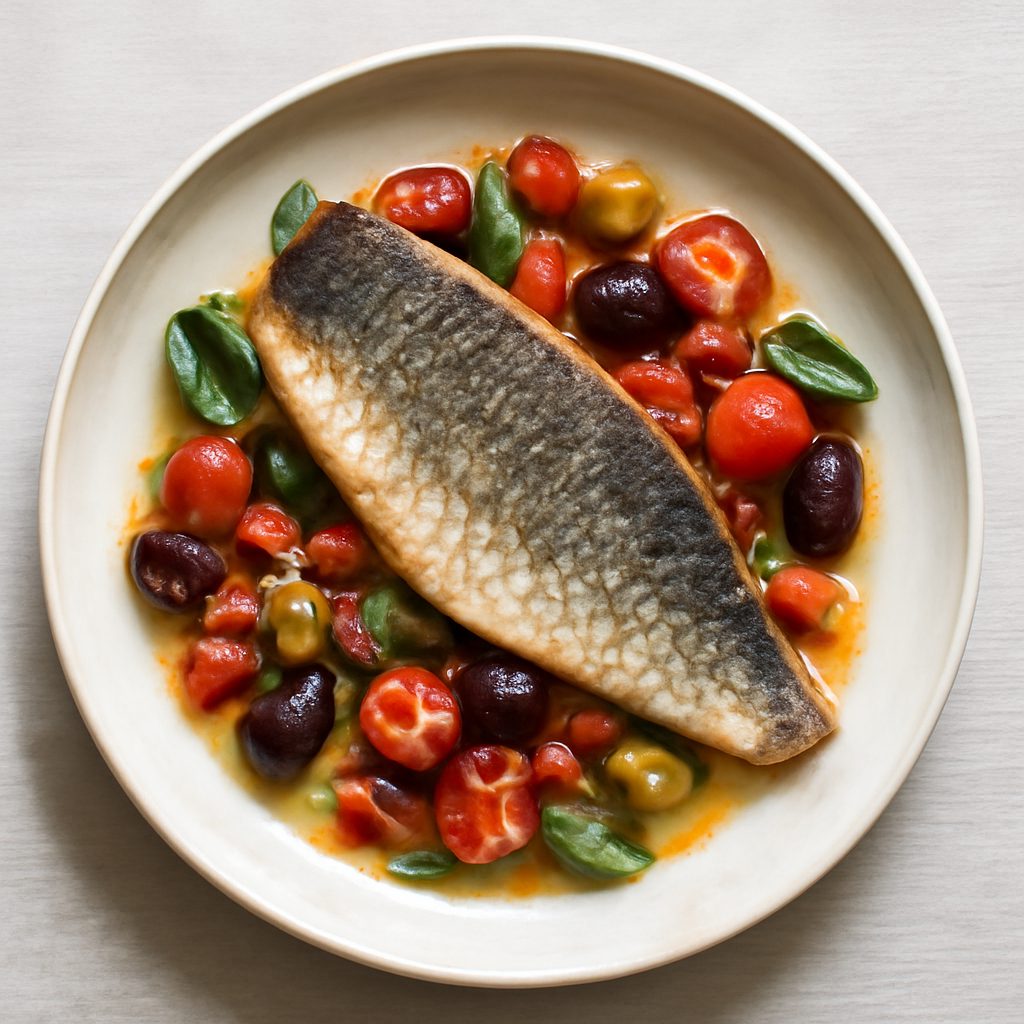 Filetti di spigola alla mediterranea proteico low-carb