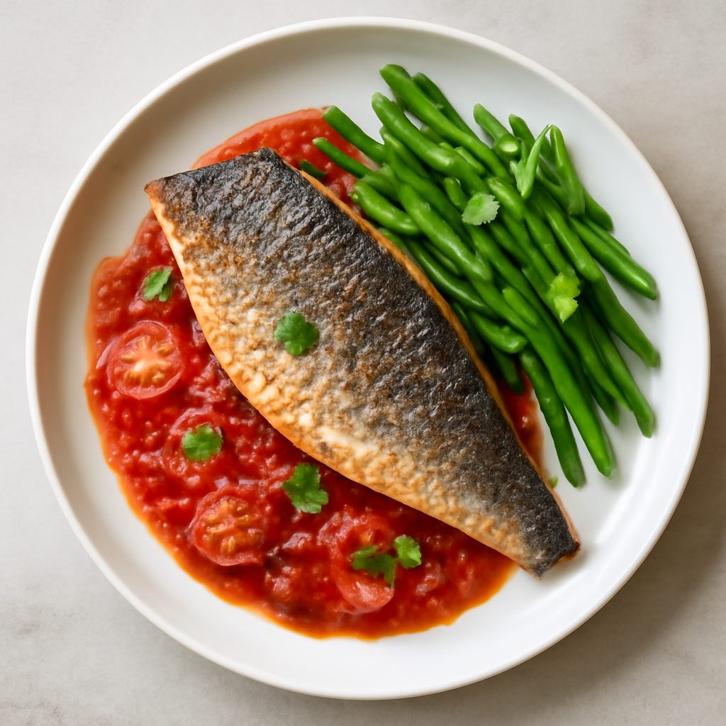 Filetto di branzino alla pizzaiola proteico low-carb