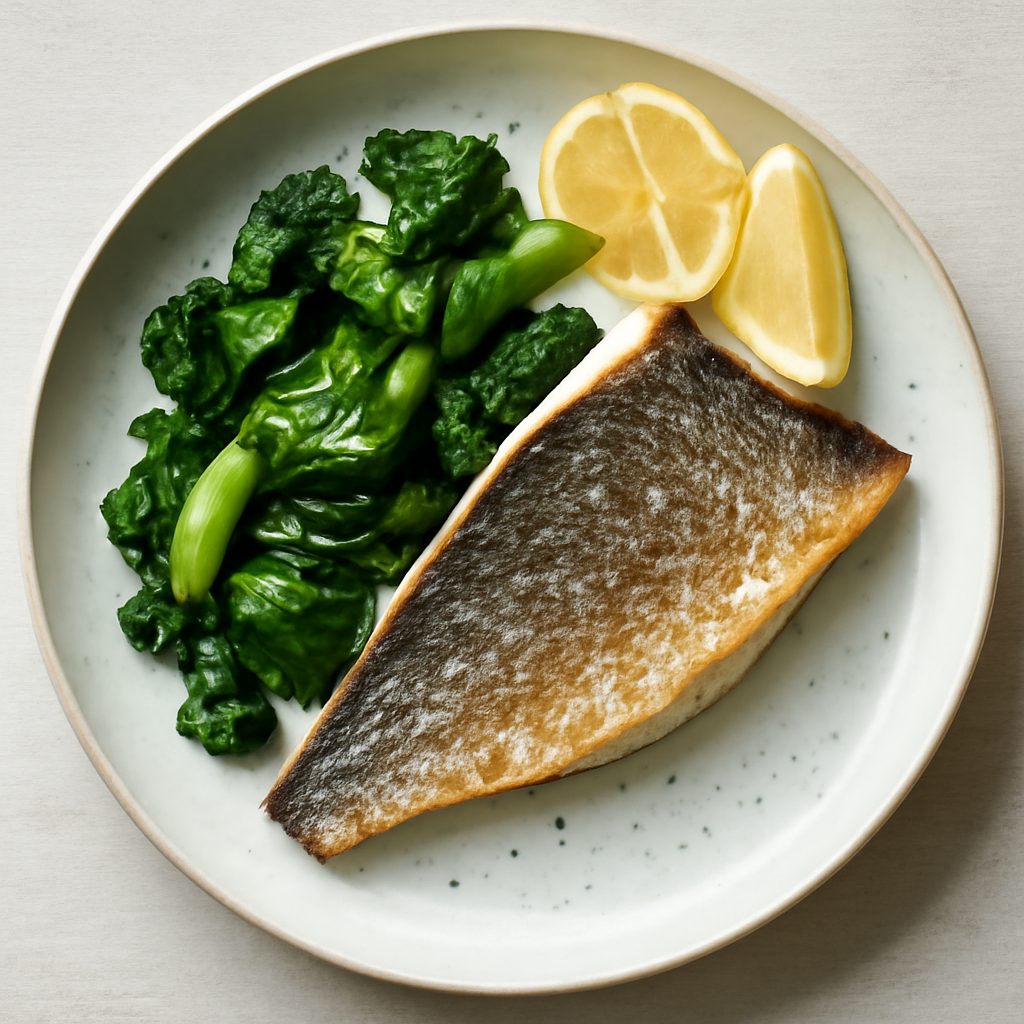 Filetto di branzino con salsa agli asparagi