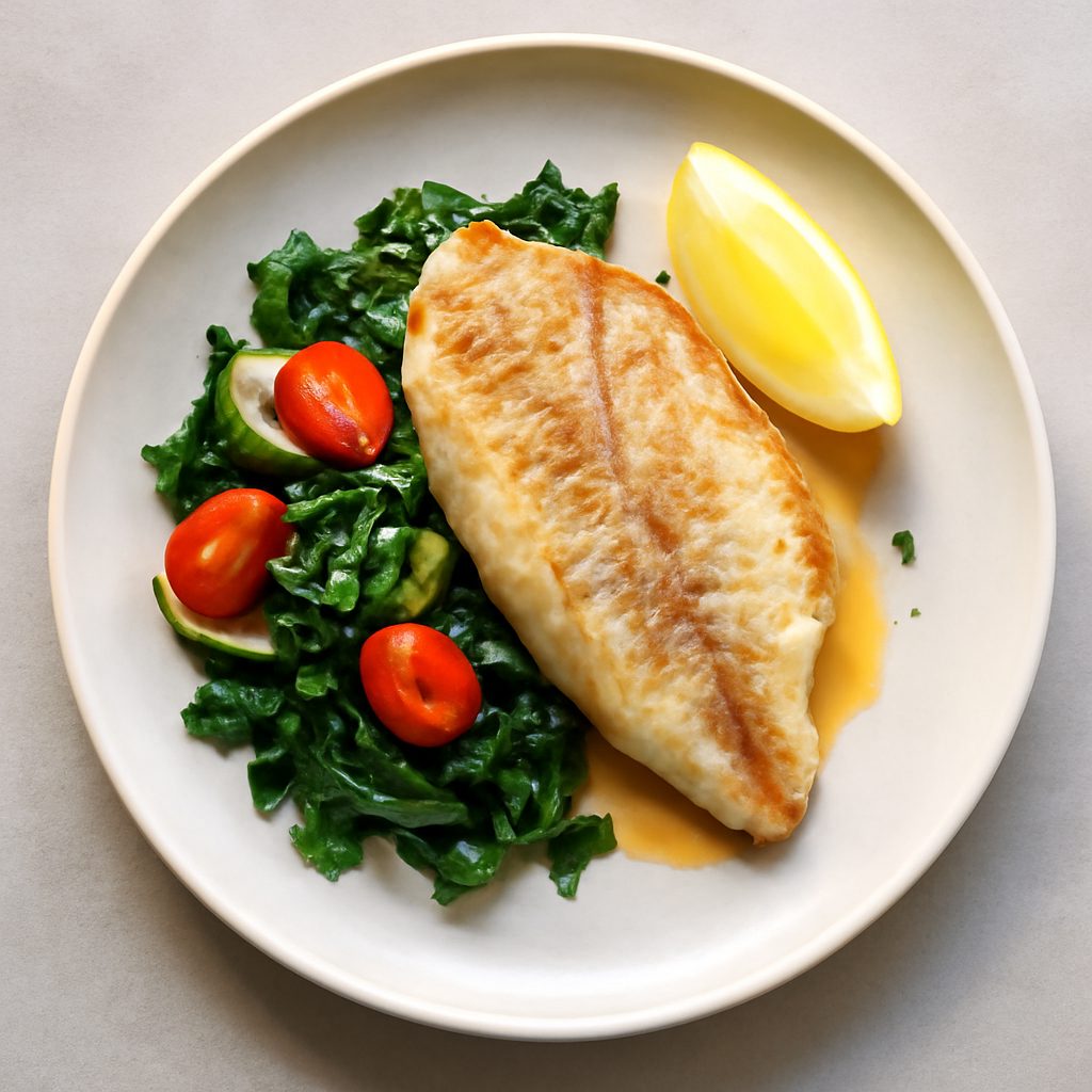Filetto di pesce pagro proteico con purea di cavolfiore al curry