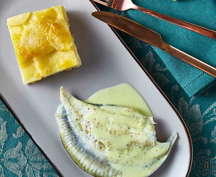 Filetto di rombo allo champagne con gratin dauphinois Protein