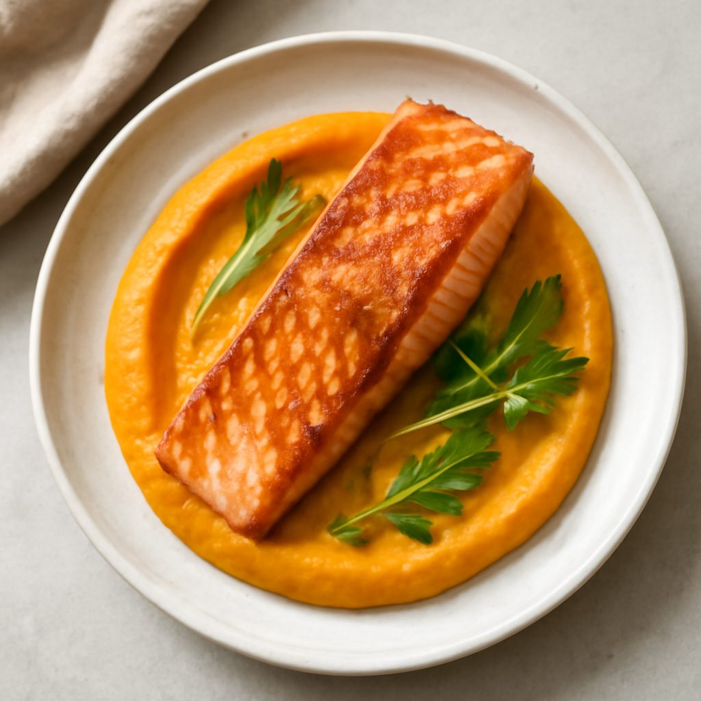 Filetto di salmone con crema di zucca