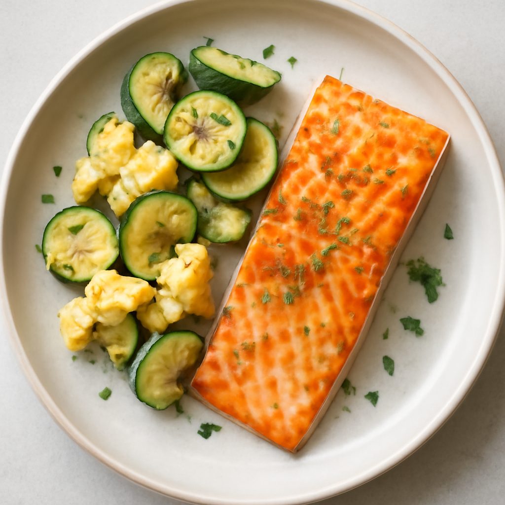 Filetto di salmone con zucchine e cavolfiore