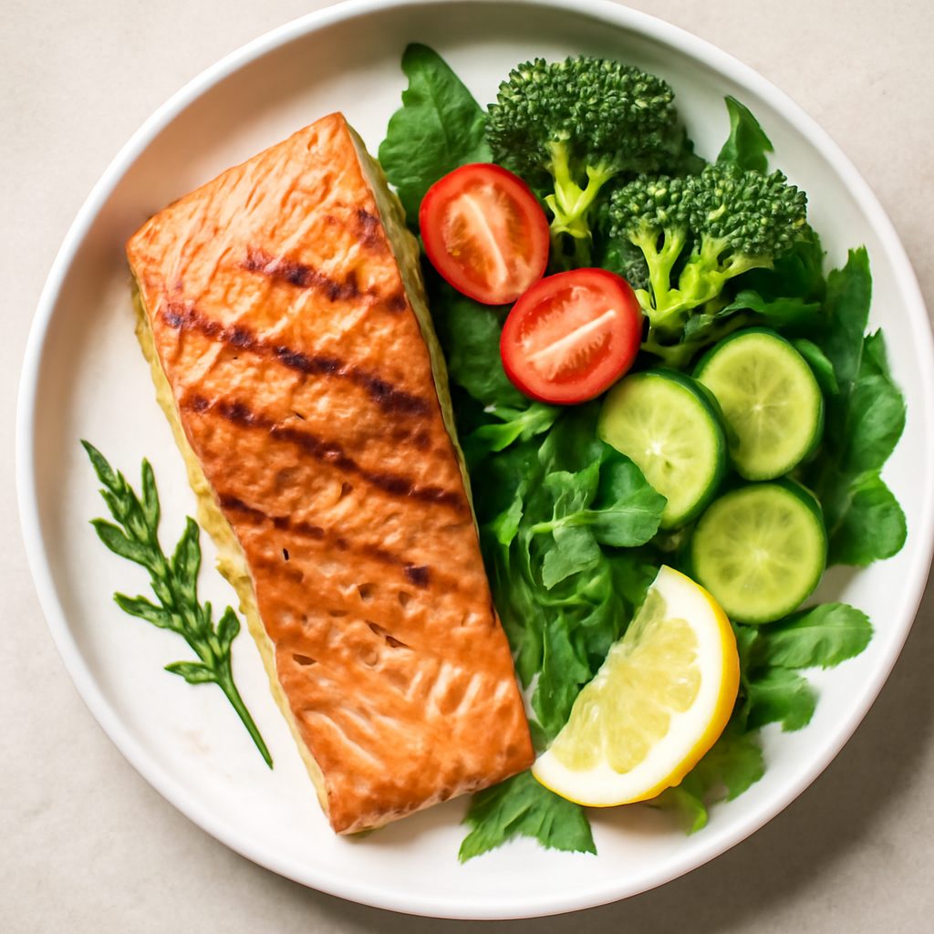 Filetto di salmone con zucchine e asparagi - Low Carb
