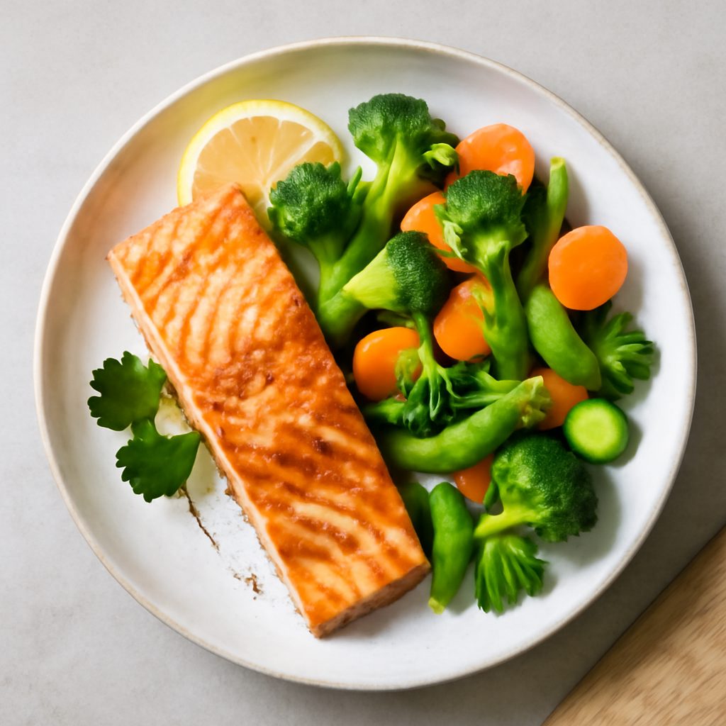 Filetto di salmone con zucchine e salsa curcuma