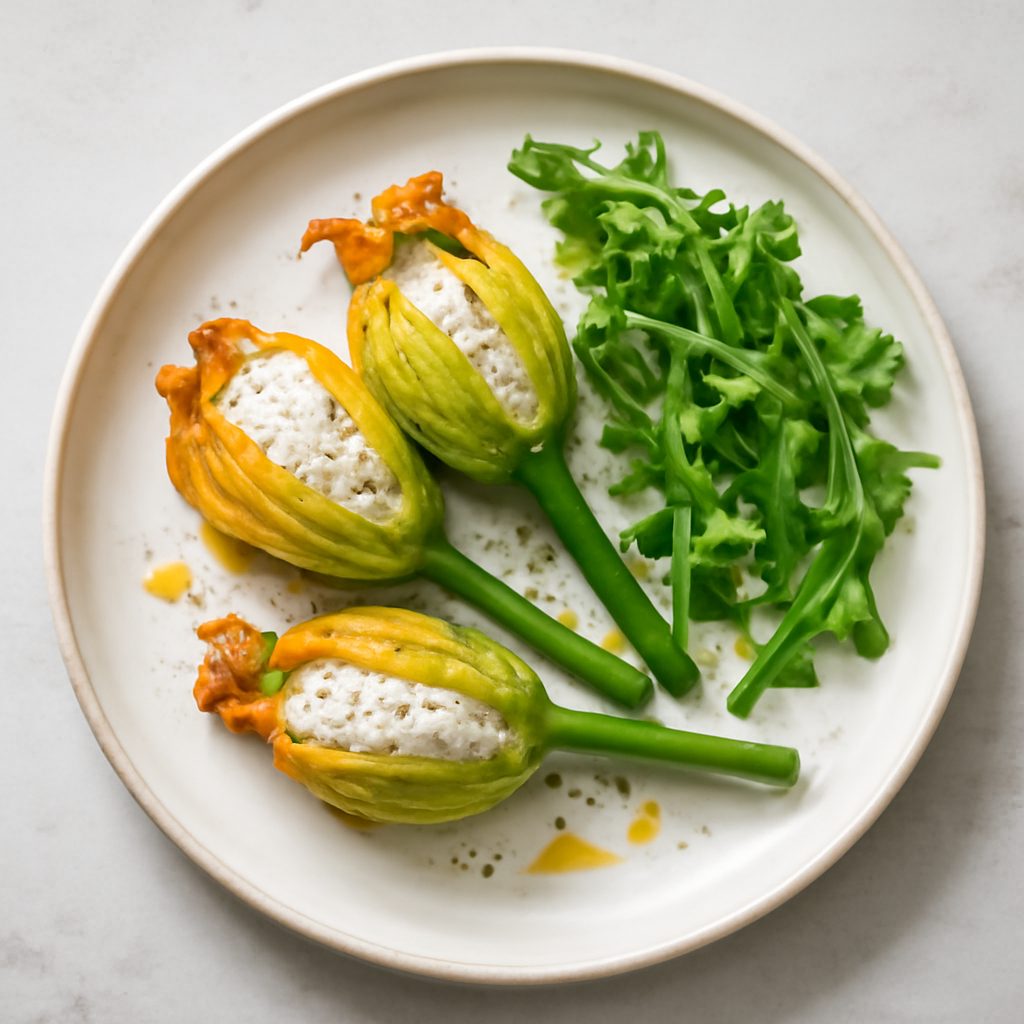 Fiori di zucca ripieni proteici low-carb
