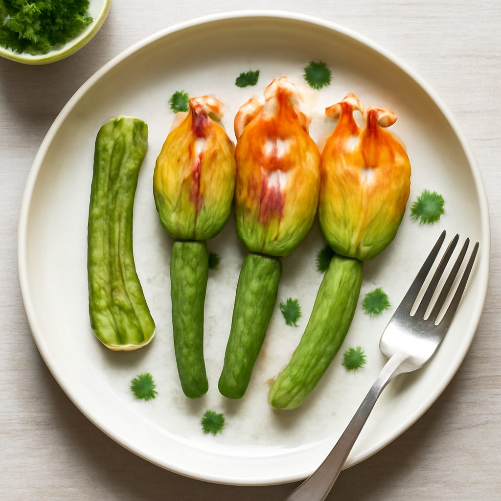 Fiori di zucchina ripieni con speck e provola - Versione Low Fat