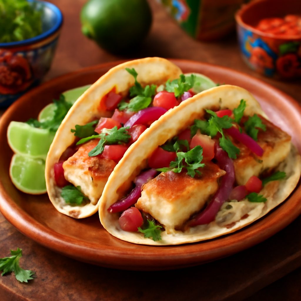 Fish Tacos con Slaw Mango-Ananas
