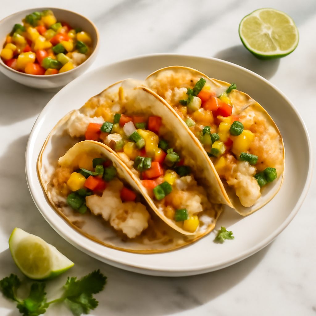Tacos di Pesce con Salsa di Mango
