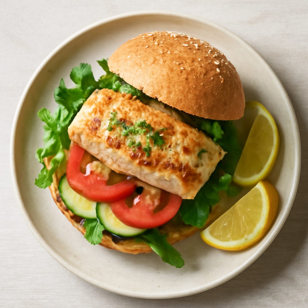 Fishburger con Verdure al Vapore
