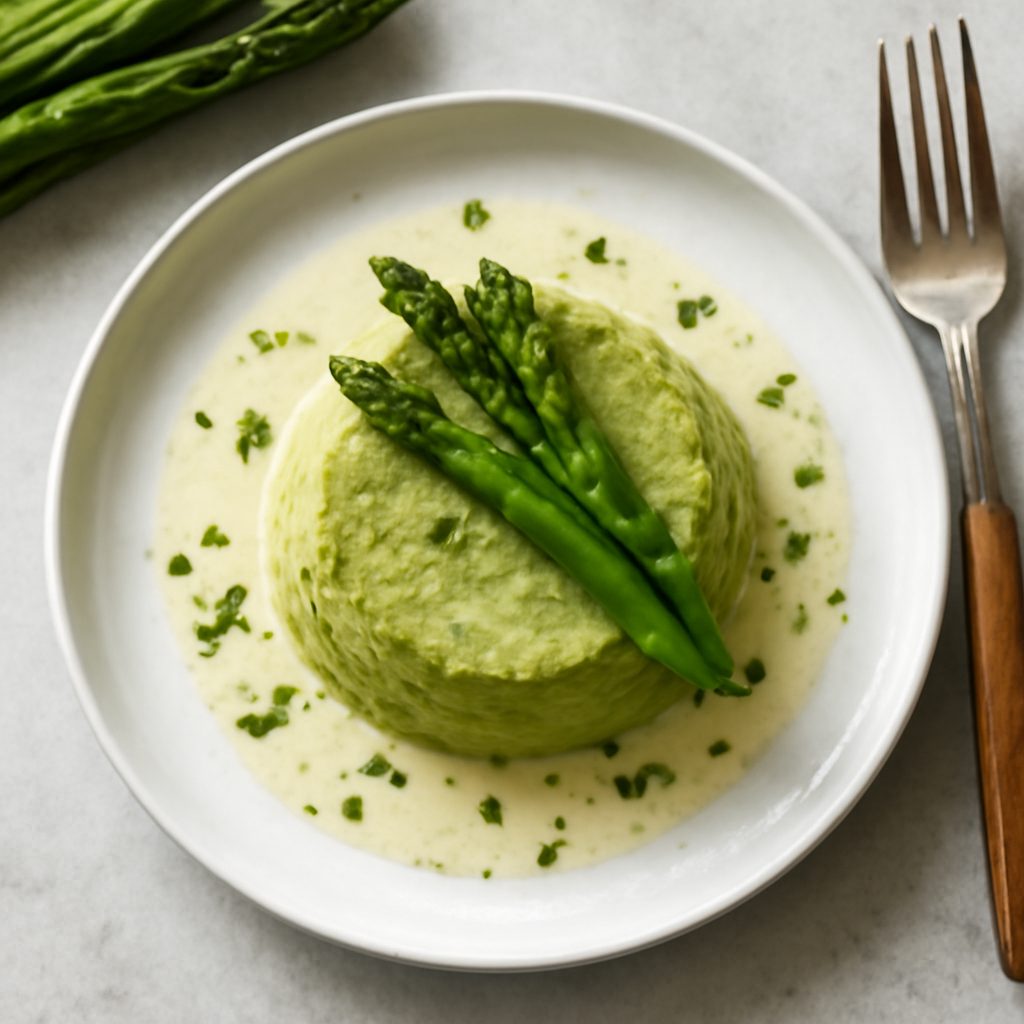 Flan di asparagi proteico low-carb con salsa al Parmigiano fit