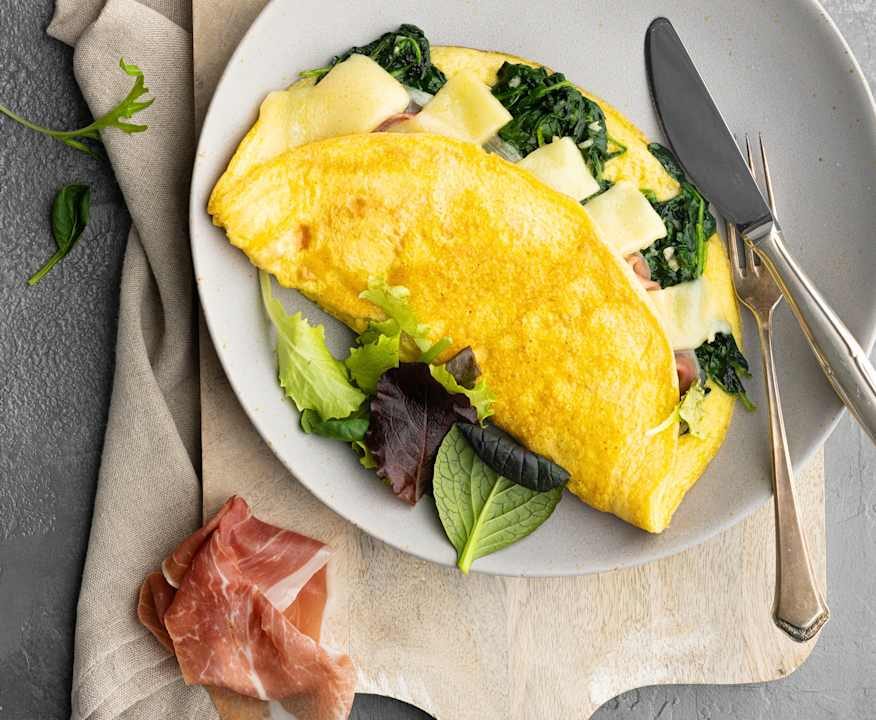 Fluffy omelette con spinaci e prosciutto Protein