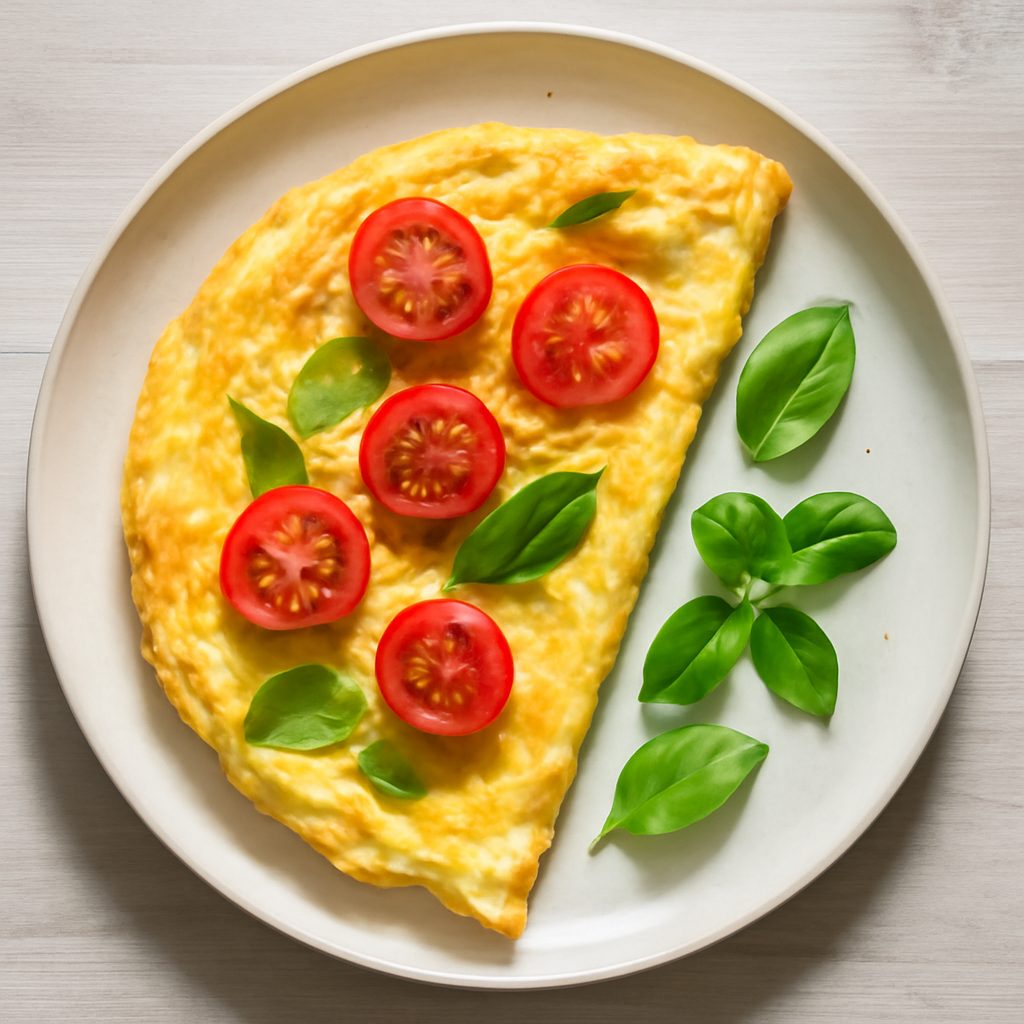 Fluffy omelette proteico con spinaci e prosciutto low-carb