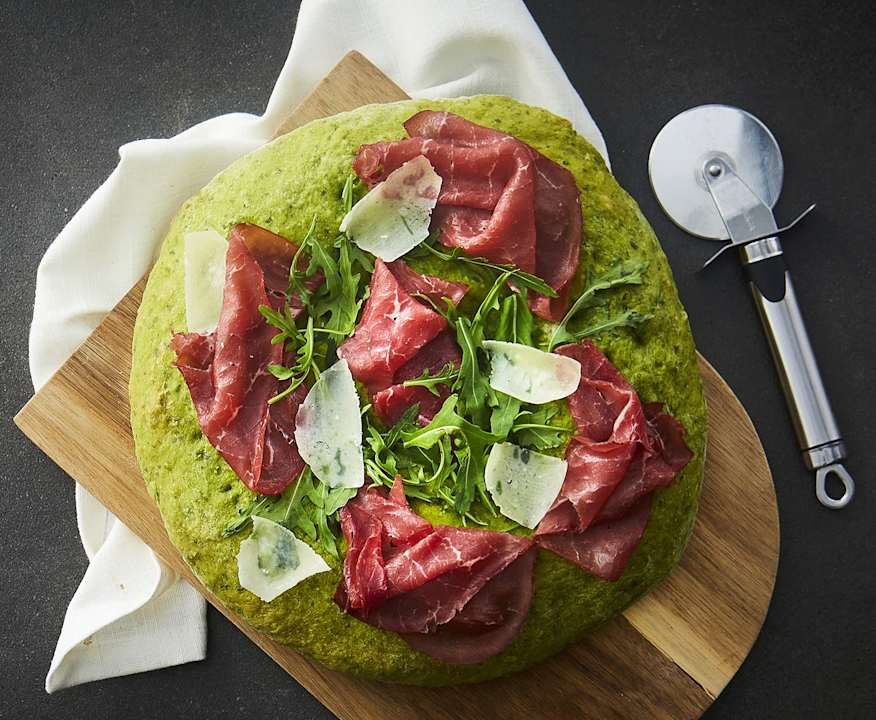 Focaccia agli spinaci con bresaola rucola e Grana Low Fat