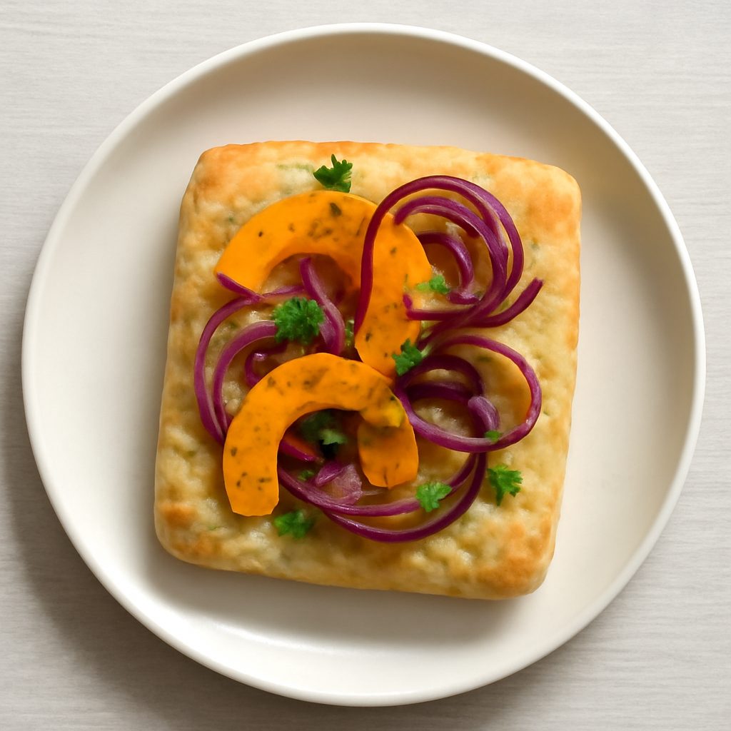Focaccia cipolle e zucca proteica low-carb