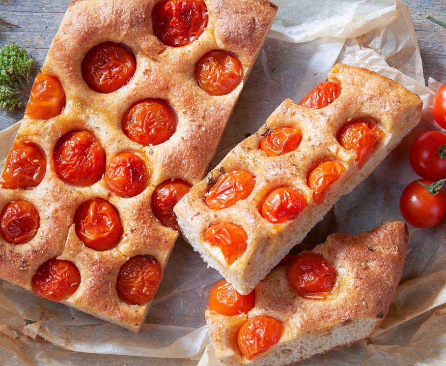 Focaccia integrale con i pomodorini (vegan) Protein