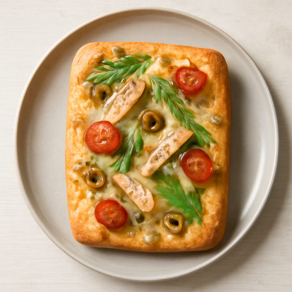 Focaccia proteica alle olive low-carb (TM6)