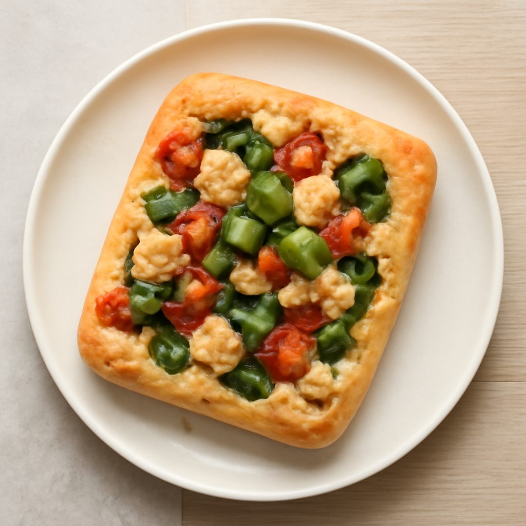 Focaccia proteica fave, pancetta e pecorino low-carb