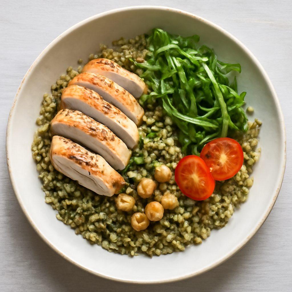 Freekeh Proteico Low-Carb con Melagrana, Noci e Primo Sale