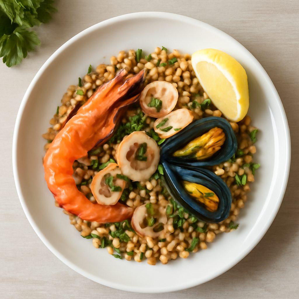 Fregola ai frutti di mare proteica low-carb