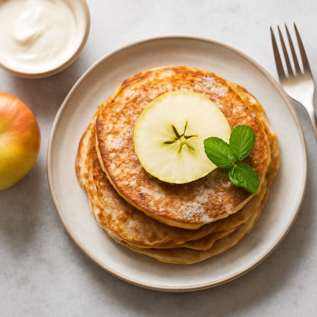 Frittelle di mele proteiche low-carb su crema di vaniglia fit