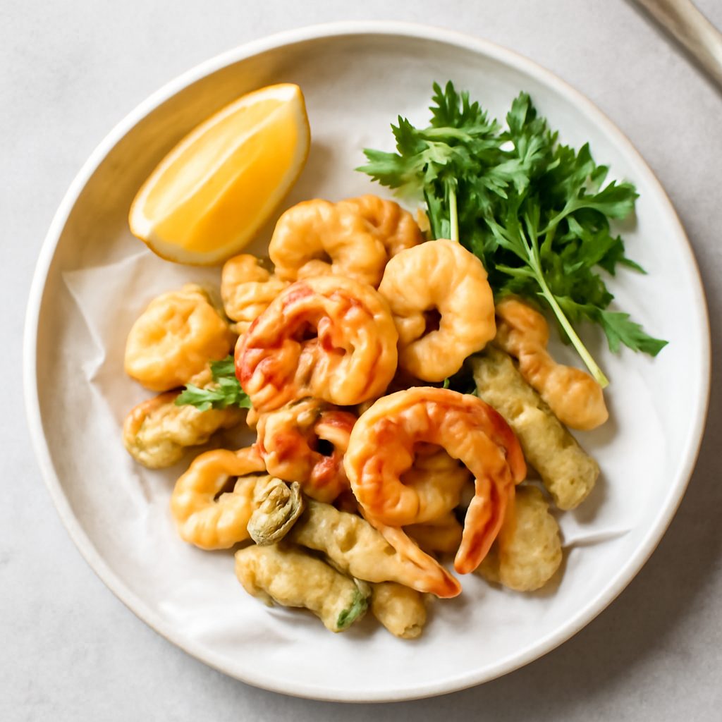 Fritto misto proteico low-carb di verdure e baccalà