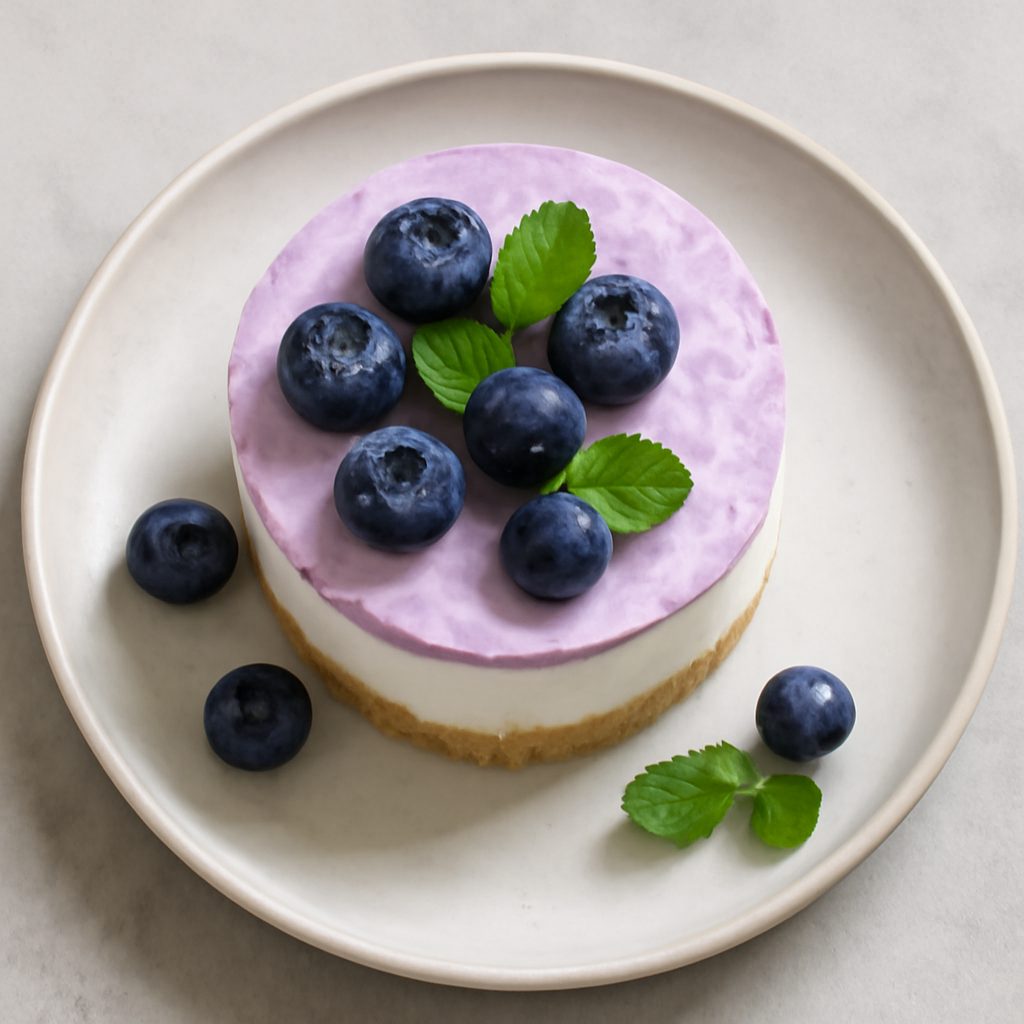 Frozen yogurt cheesecake ai mirtilli proteico low-carb