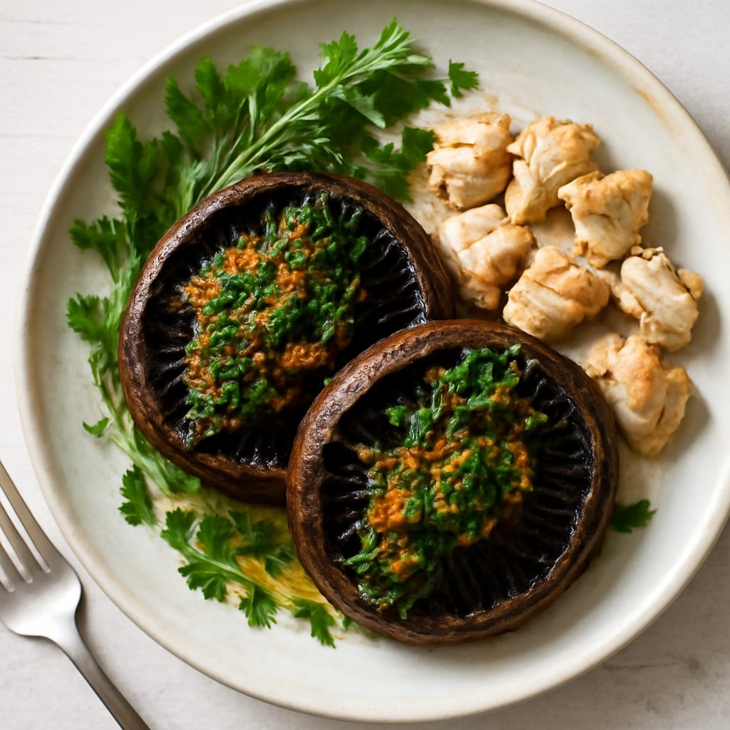Funghi portobello proteici con chimichurri fit all'avocado