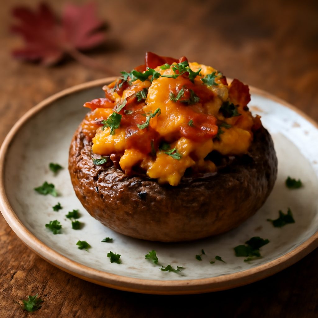 Funghi Ripieni di Bacon e Cheddar