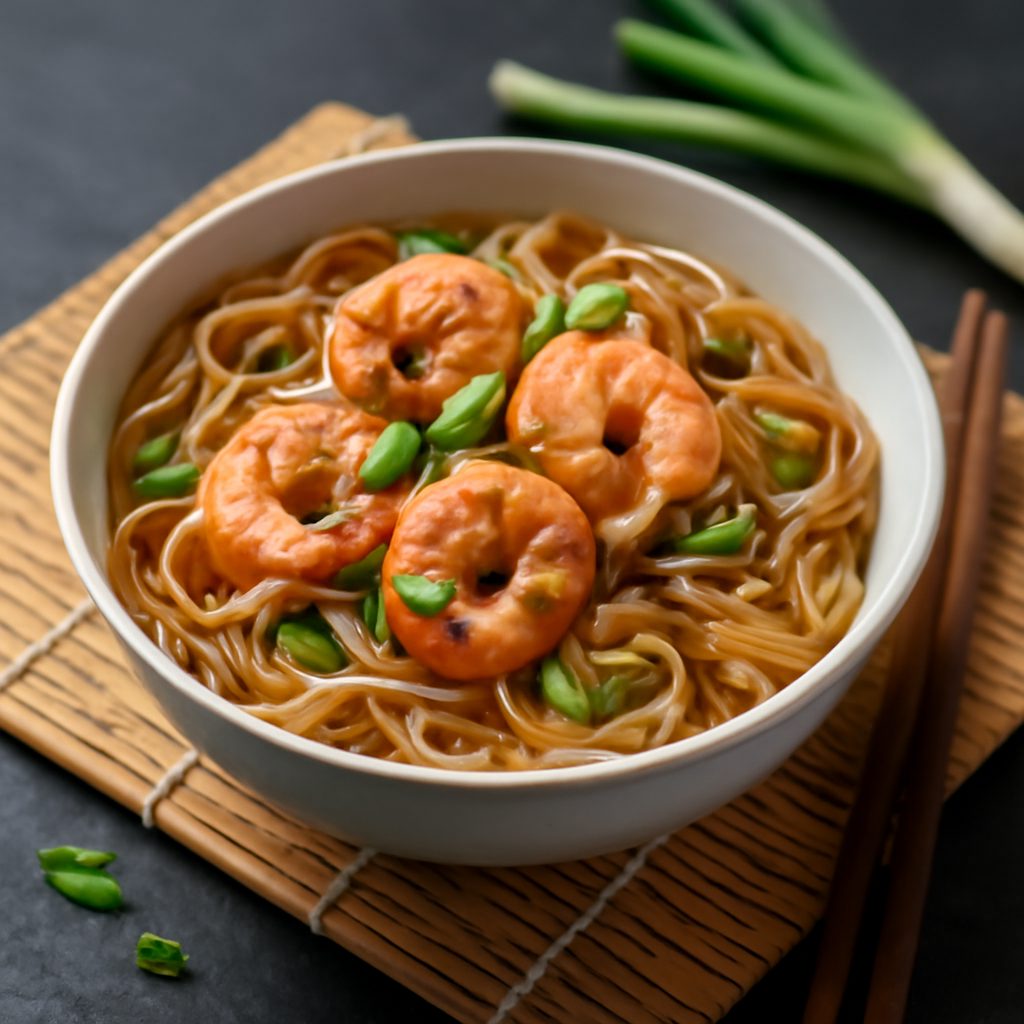 Gamberi al Lo Mein con Broccoli e Uova