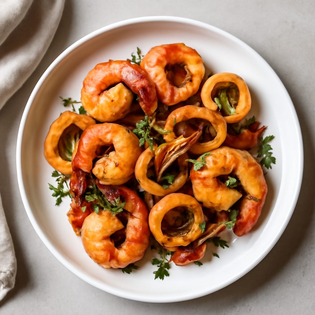 Gamberi e calamari speziati low-carb proteico