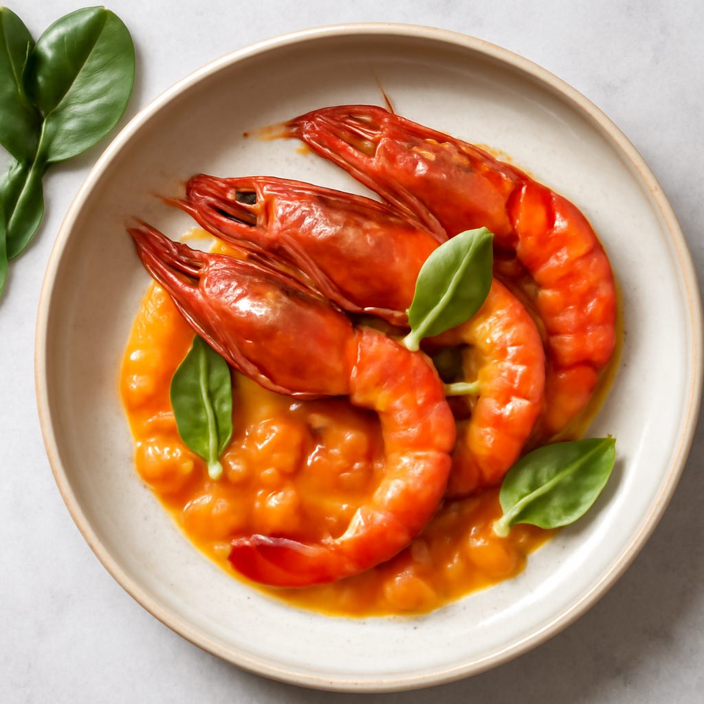 Gamberi rossi proteici con salsa alla papaya low-carb sottovuoto