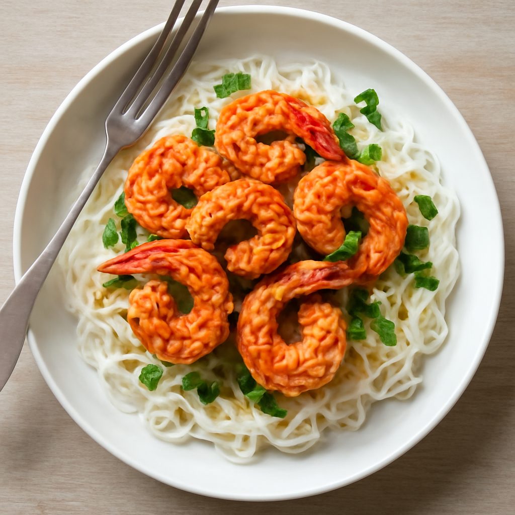 Gamberi speziati con shirataki