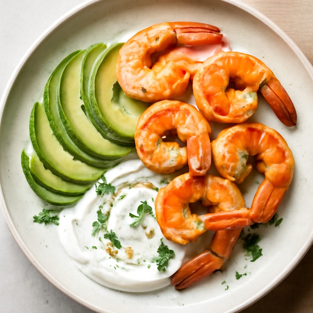 Gamberoni con avocado e yogurt greco Low Fat
