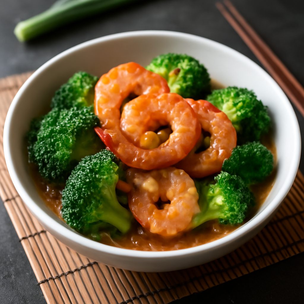 Gamberoni con Broccoli in Salsa di Aglio
