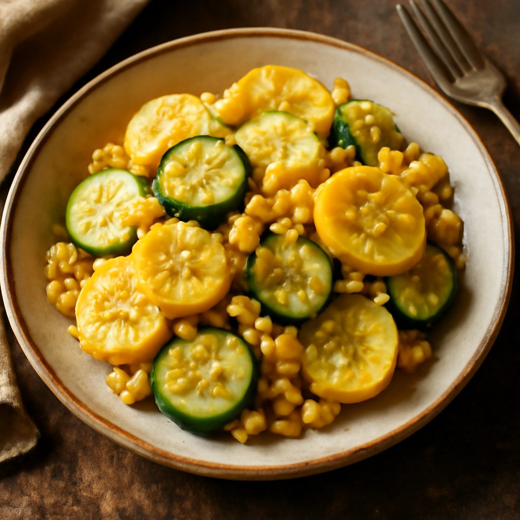Zucca Estiva all'Aglio con Mais Fresco
