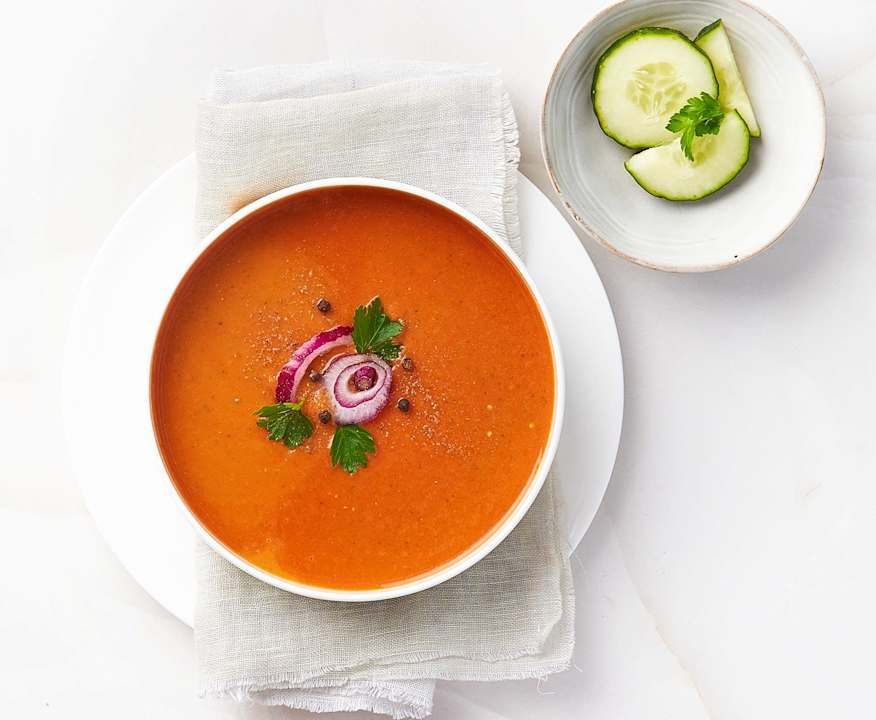 Gazpacho alle pesche e cipolla rossa di Tropea Low Fat