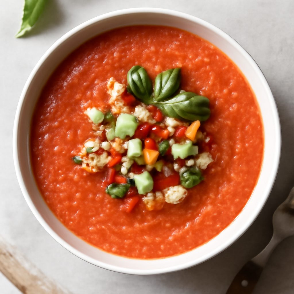 Gazpacho di frutta e verdura con salmone marinato fit