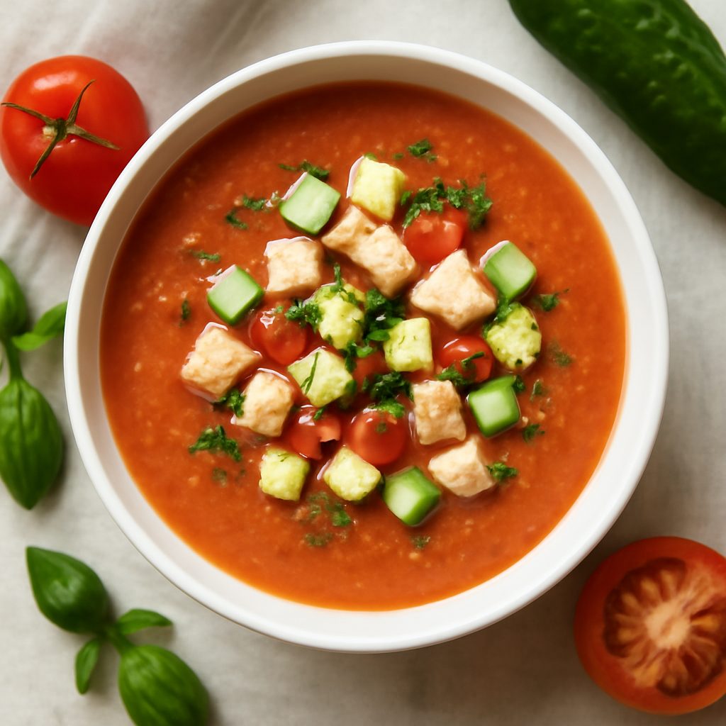 Gazpacho proteico feta e cetrioli low-carb