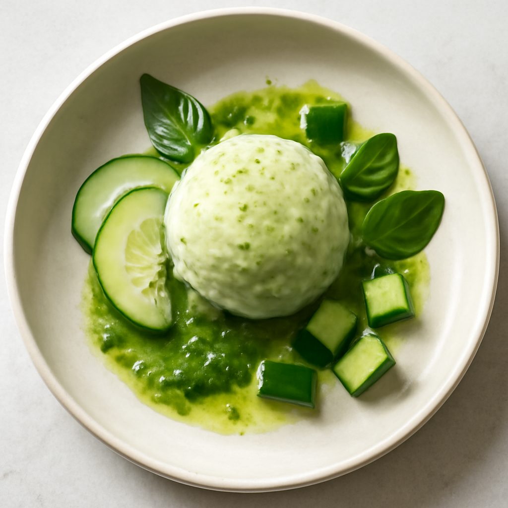 Gelato agrodolce al cetriolo proteico low-carb