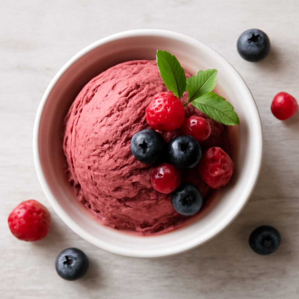 Gelato ai frutti rossi proteico low-carb fit