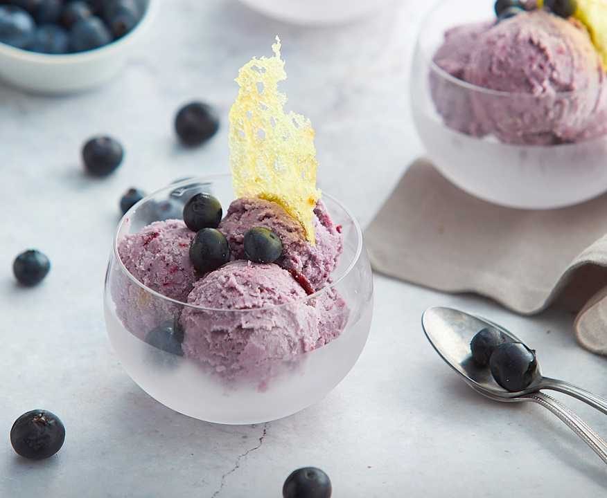 Gelato ai mirtilli con cialda corallo Low Carb