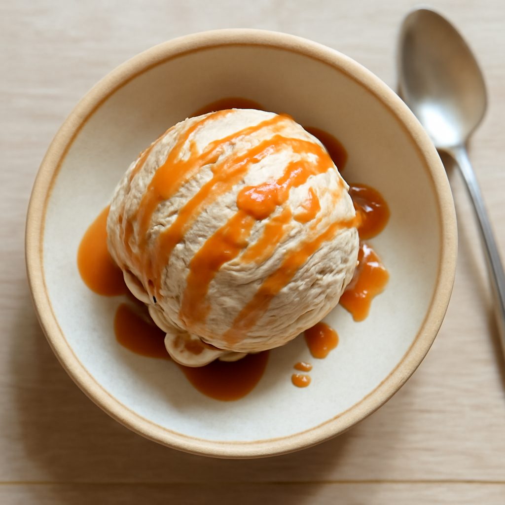 Gelato al caramello proteico con popcorn fit low-carb