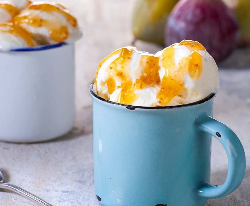 Gelato al Gorgonzola con coulis di fichi Protein