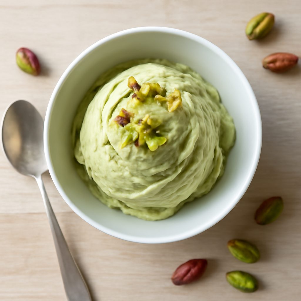 Gelato al pistacchio proteico low-carb senza uova