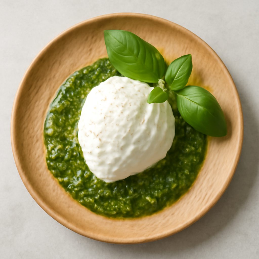 Gelato alla mozzarella di bufala con pesto al basilico - Versione Protein