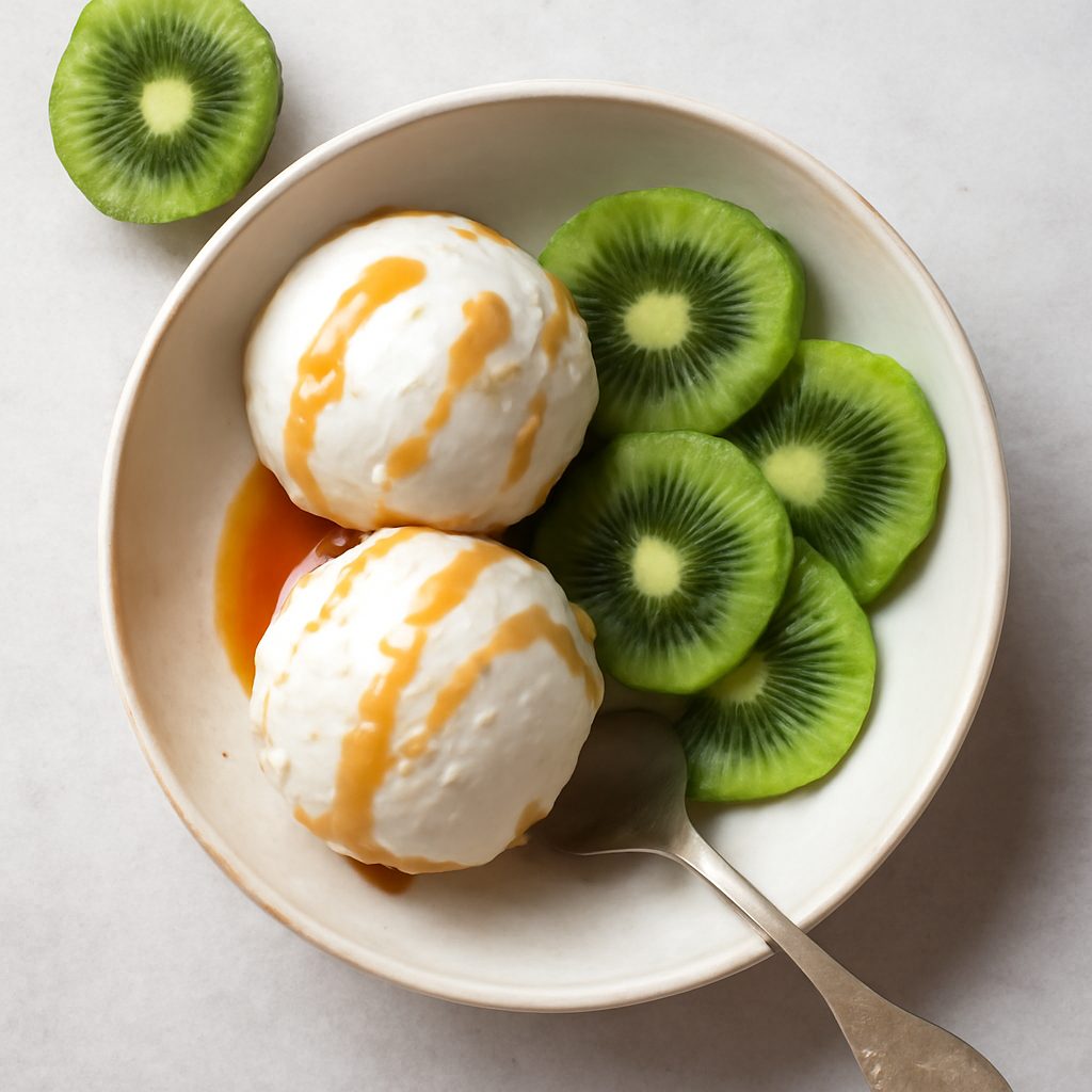 Gelato kiwi e sciroppo d'acero proteico low-carb