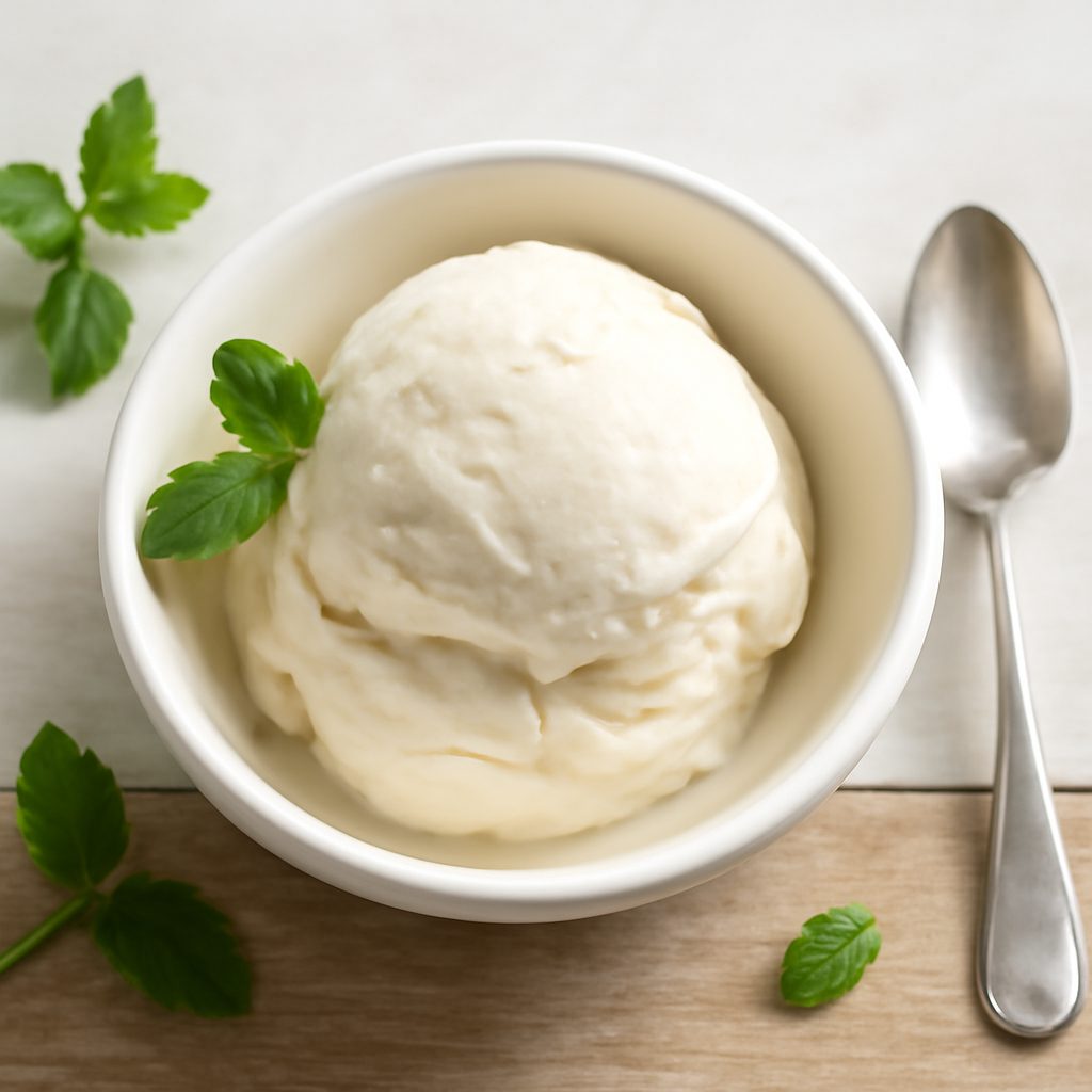 Gelato proteico ai mirtilli con cialda corallo low-carb