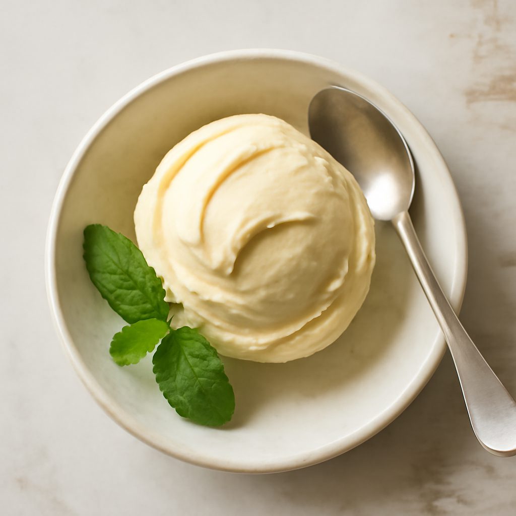 Gelato alle arachidi con crisps al prosciutto